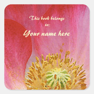 Poppy Bookplate Square Sticker
