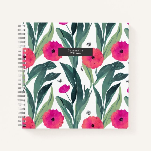 Poppy Botanical Pattern Notebook (Front)