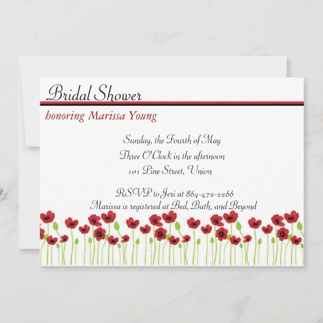 Poppy Bridal Shower Invitation (Front)