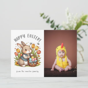 Poppy, Bunny & Easter Photo Holiday Card