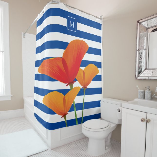 Poppy Chic Blue Stripes Monogram (In Situ)