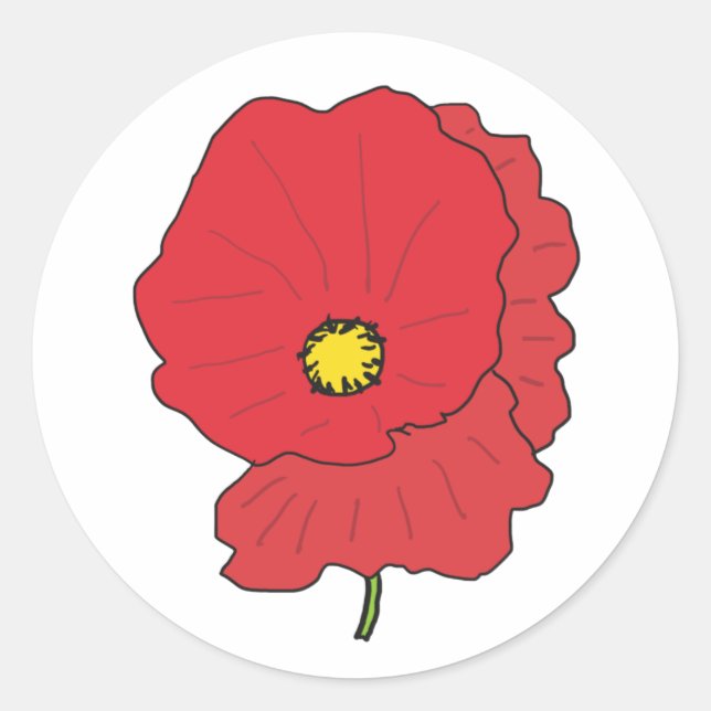 Poppy Classic Round Sticker (Front)