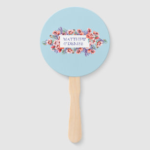 Poppy Collection with Spun Sugar Blue Background I Hand Fan