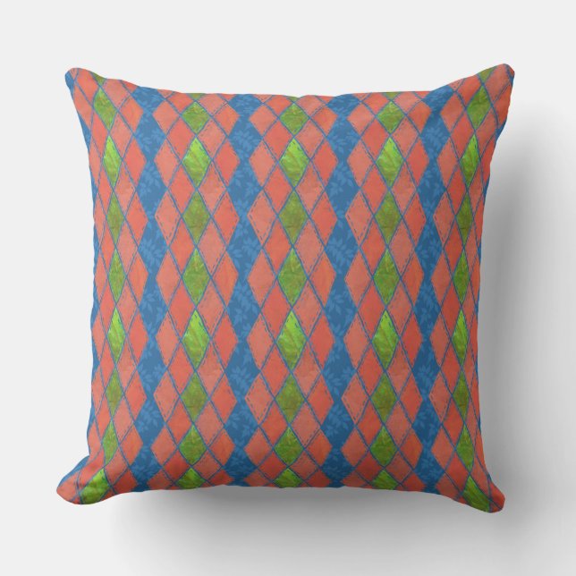 Poppy Colours Faux-patchwork Pillow or Cushion (Front)