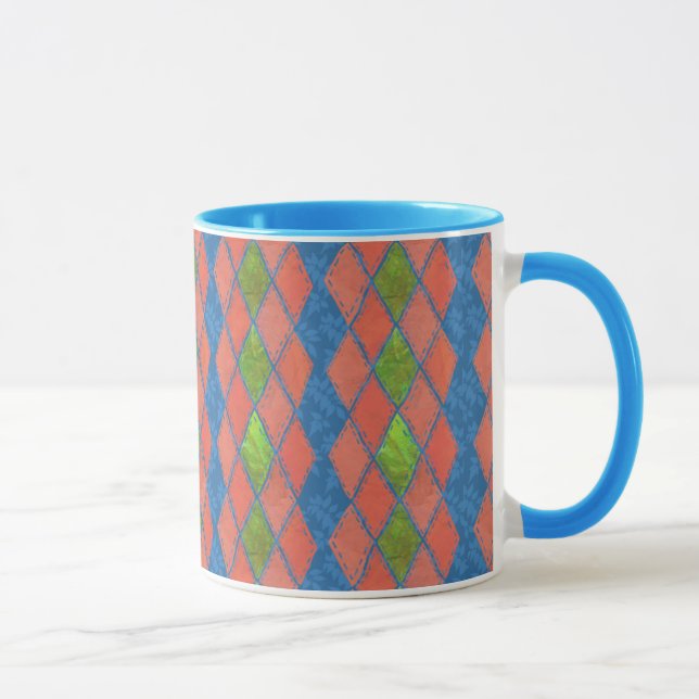 Poppy Colours Faux-patchwork Ringer Coffee Mug (Right)