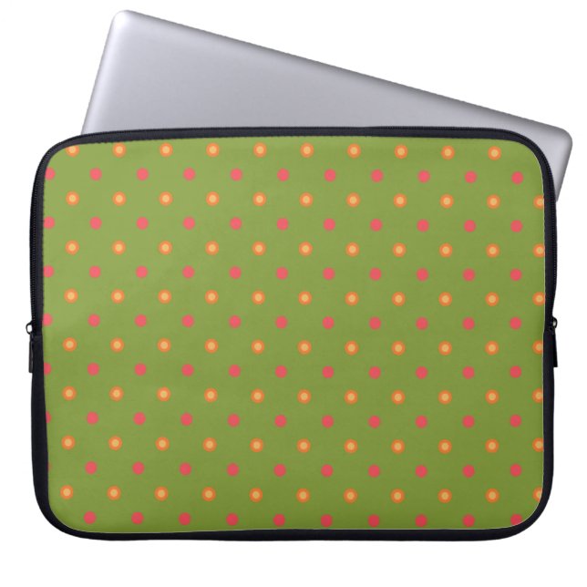 Poppy Colours Polka Dots Neoprene Laptop Sleeve (Front)
