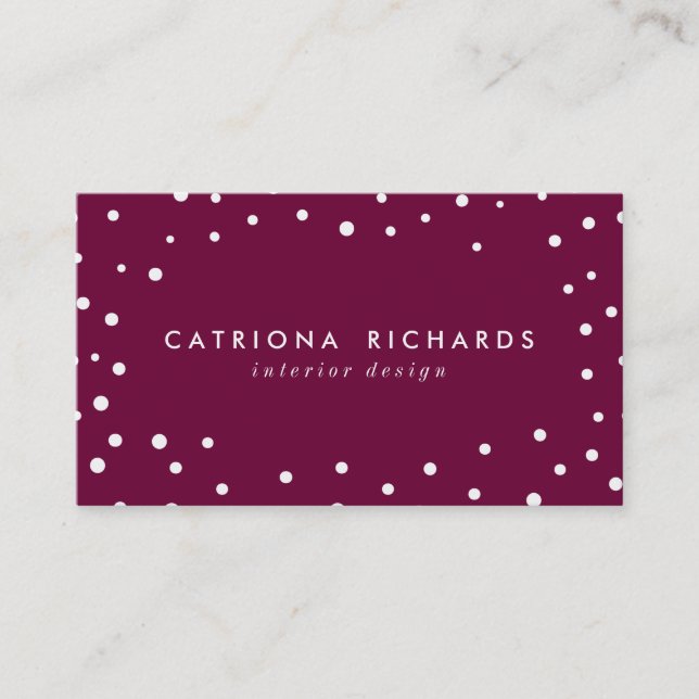 Poppy Confetti Dots Pattern Modern Business Card (Front)