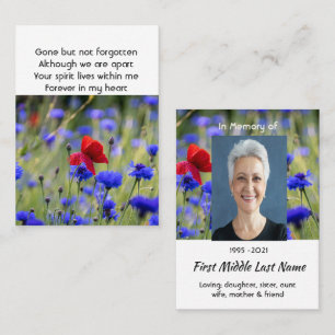 Poppy Cornflower Meadow  Memorial Pocket Keepsake Business Card