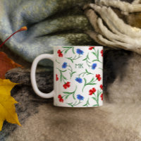 Poppy & Cornflower, Red Blue White Floral Monogram