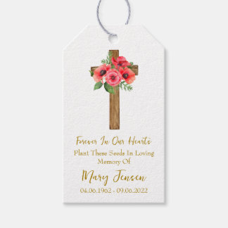 Poppy Cross Memorial Funeral Seed Packet Gift Tags
