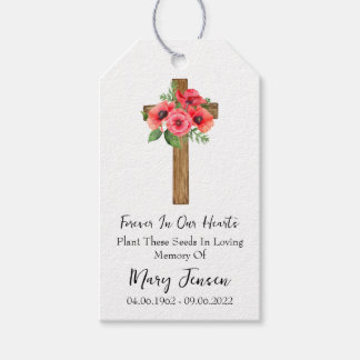 Poppy Cross Memorial Funeral Seed Packet Gift Tags