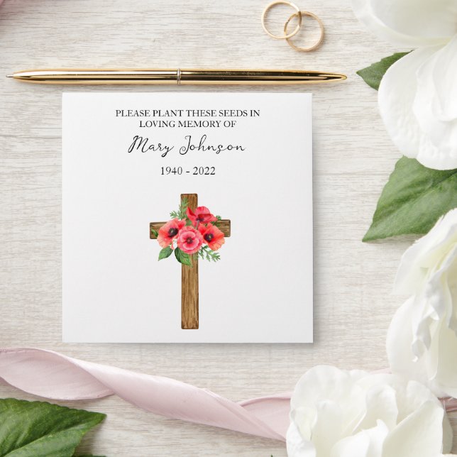 Poppy Cross Seed Packet Funeral Envelope (Wedding)