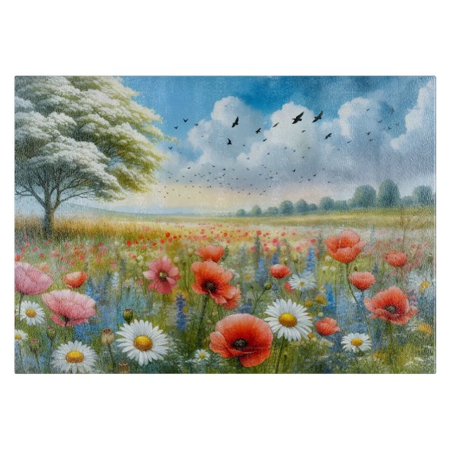 Poppy Daisy Meadow Cutting Board (Front)