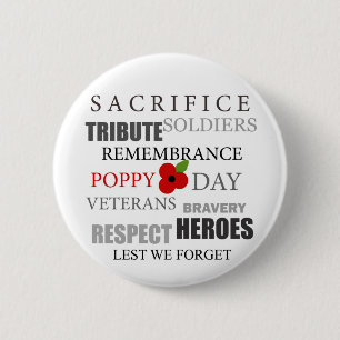 Poppy day words - Badge 2 Inch Round Button