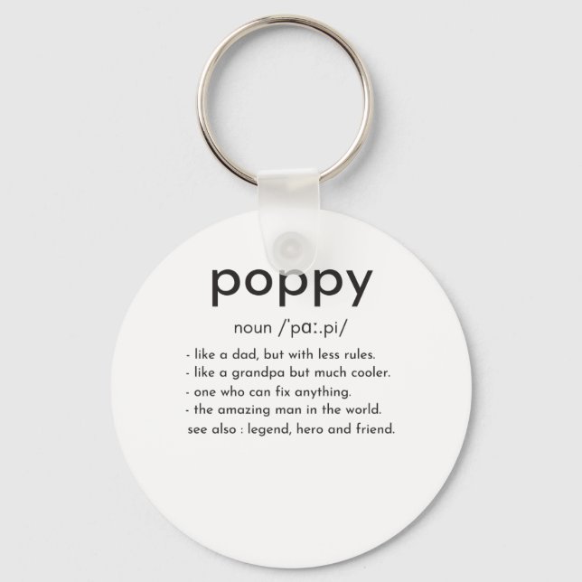 Poppy definition funny grandpa Father's day Keychain (Front)