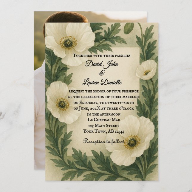 Poppy Drift Photo Wedding Invitation (Front/Back)