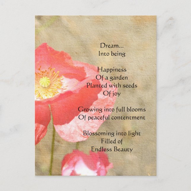 Poppy Expressions Happiness Poem Carte postale (Devant)