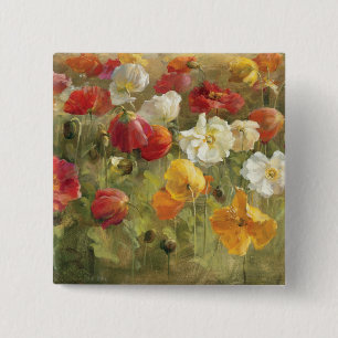 Poppy Field 2 Inch Square Button