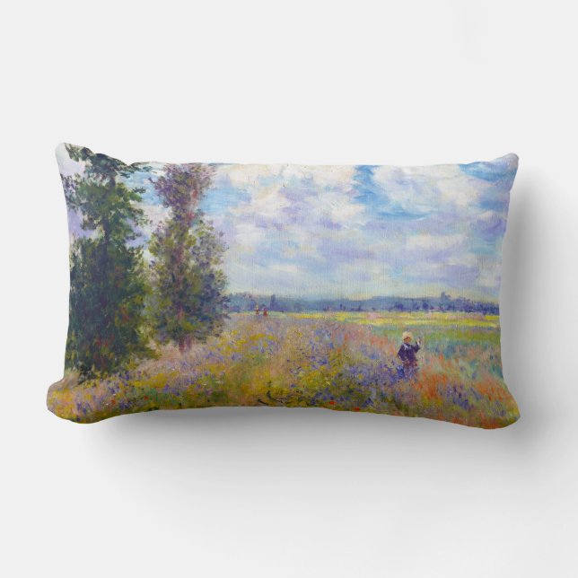 Poppy Field, Argenteuil, 1875 Claude Monet Lumbar Pillow (Front)