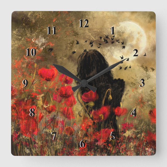 Poppy Field Art Clock (Front)