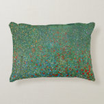 Poppy Field by Gustav Klimt, Vintage Art Nouveau Accent Pillow<br><div class="desc">Poppy Field (1907) by Gustav Klimt is a vintage Victorian Era fine art symbolism floral landscape painting. A nature scene with a large meadow with blooming red poppy flowers. It's spring and the poppies and fruit trees are in bloom. About the artist: Gustav Klimt (1862-1918) was an Austrian Symbolist painter...</div>