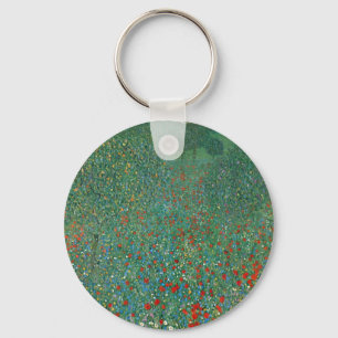 Poppy Field by Gustav Klimt, Vintage Art Nouveau Keychain