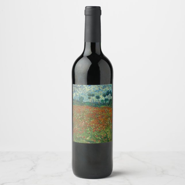 Poppy field by Vincent van Gogh Fine Art Wine Label (Front)
