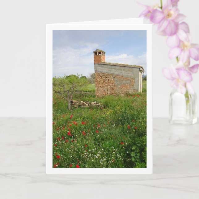 Poppy Field Farmhouse Portrait Card (Orchid)