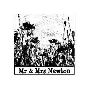Poppy Field Fine Art Rubber Stamp, Letter, invite Rubber Stamp