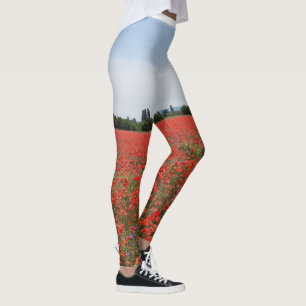 Poppy field leggings for yoga and other sports