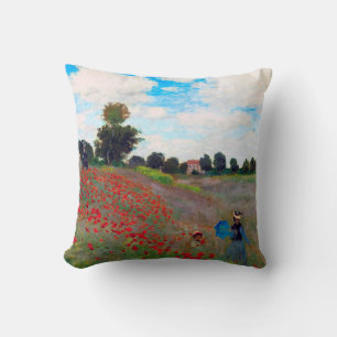 Poppy Field, Monet Throw Pillow