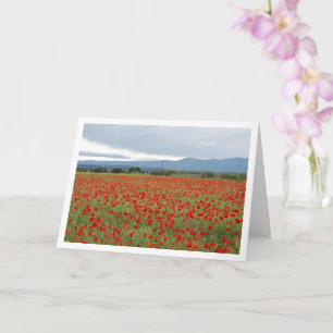 Poppy Field Mountain Landscape Card