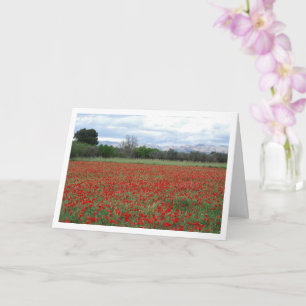 Poppy Field Mountain Landscape Card