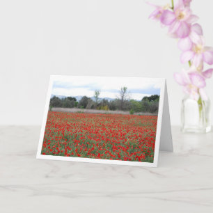 Poppy Field Mountain Landscape Card