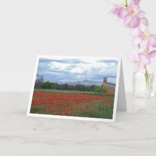 Poppy Field Mountain Landscape Card