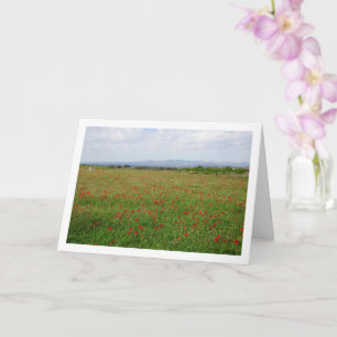 Poppy Field Mountain Landscape Card