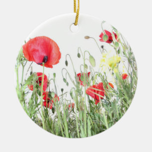  Poppy field Nature blooms flowers   Ceramic Ornament