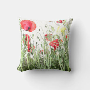  Poppy field Nature blooms flowers  Throw Pillow