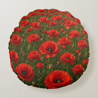 Poppy Field Round Pillow