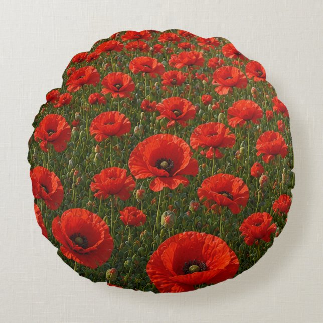 Poppy Field   Round Pillow (Front)