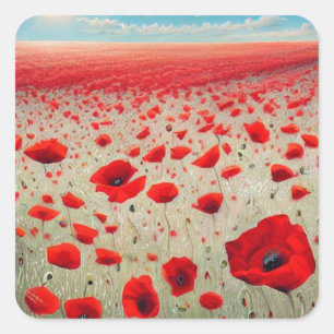Poppy Field Square Sticker