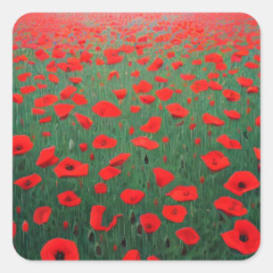 Poppy Field Square Sticker
