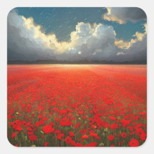 Poppy Field Square Sticker