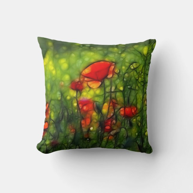 Poppy field throw pillow (Front)