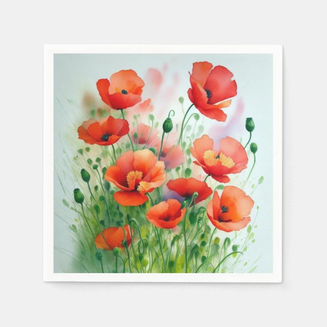 Poppy field, watercolor - napkin (Front)