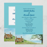 Poppy Field Watercolor Painting Wedding Invitation