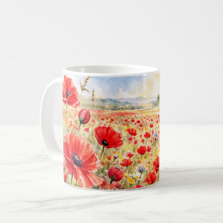 Poppy Field - Watercolour Poppy Coffee Mug
