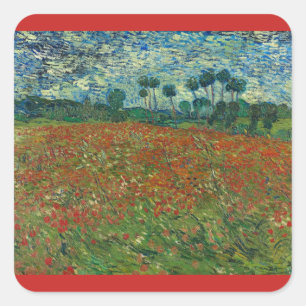 Poppy Fields by Vincent Van Gogh Square Sticker