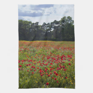 Poppy Fields floral kitchen tea towel
