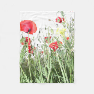 Poppy fields flowers Sun Nature blooms Heart Fleece Blanket
